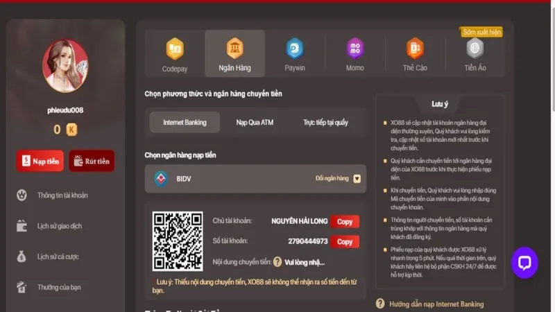 Chi tiết hướng dẫn nạp tiền Xo88 an toàn nhanh chóng