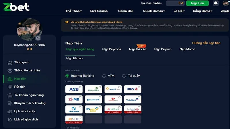 Hướng dẫn rút tiền Zbet cụ thể các bước phải thực hiện